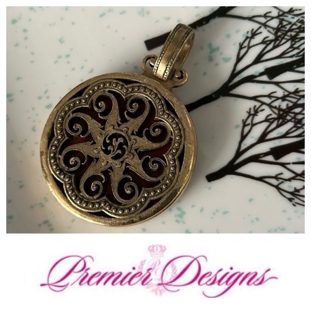 Premier Designs RENAISSANCE Gold Jasper Enhancer Wear 3 Ways Pendant